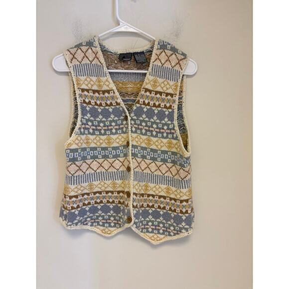 Vintage Liz Wear Sweater Vest Streetwear Fair Isle Size Medium - Picture 1 of 4
